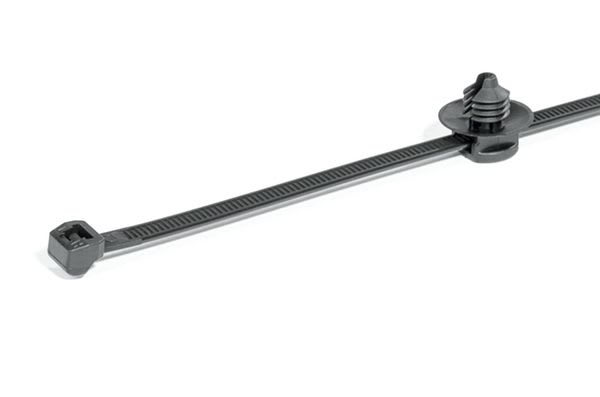 Hellermanntyton - Lanière avec pied sapin 150x4.6mm Øtrou 4.5 à 5 mm en PA66HIRHS noir -T50SOSFT5