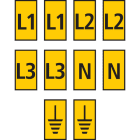 Hellermanntyton - Repères WIC0 jaune, Ø 0,8 à 2,2 mm, section 0,15 à 0,75 mm²,assortiment Triphasé