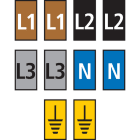 Hellermanntyton - Repères WIC2, Ø 2,8 à 3,8 mm, section 1,5 à 2,5 mm², assortiment Triphasé EUR