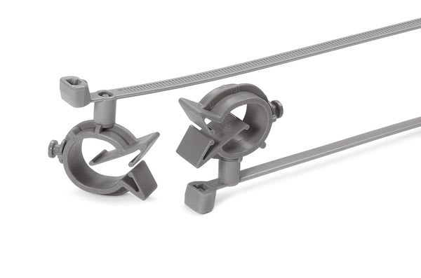 Hellermanntyton - Lanière de fixation 155x4.7mm avec clip Ø10 à 14mm en PA46 gris - T50SVCOC10-14