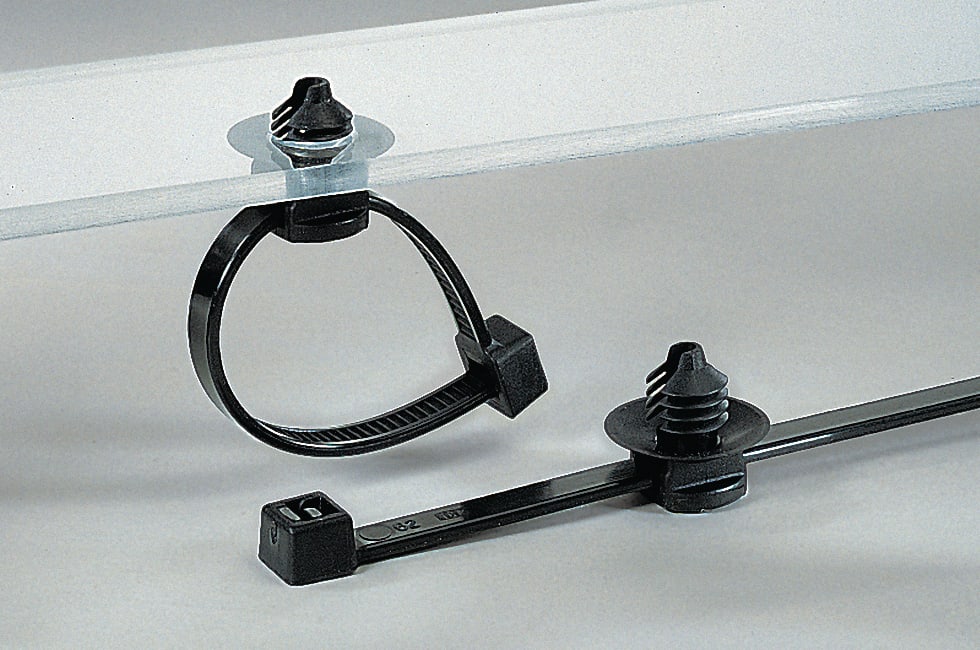 Hellermanntyton - Lanière avec pied sapin 150x3.5mm Øtrou 4.5 à 5mm en PA46 gris - T30RFT5