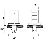 Hellermanntyton - Embase à riveter avec déport pour trou Ø 5 à 5.3 mm en PA66HS naturel - TY5K1