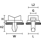 Hellermanntyton - Embase à riveter pour trou Ø 5.9 à 6.4 mm en PA66HS naturel - TY5K3