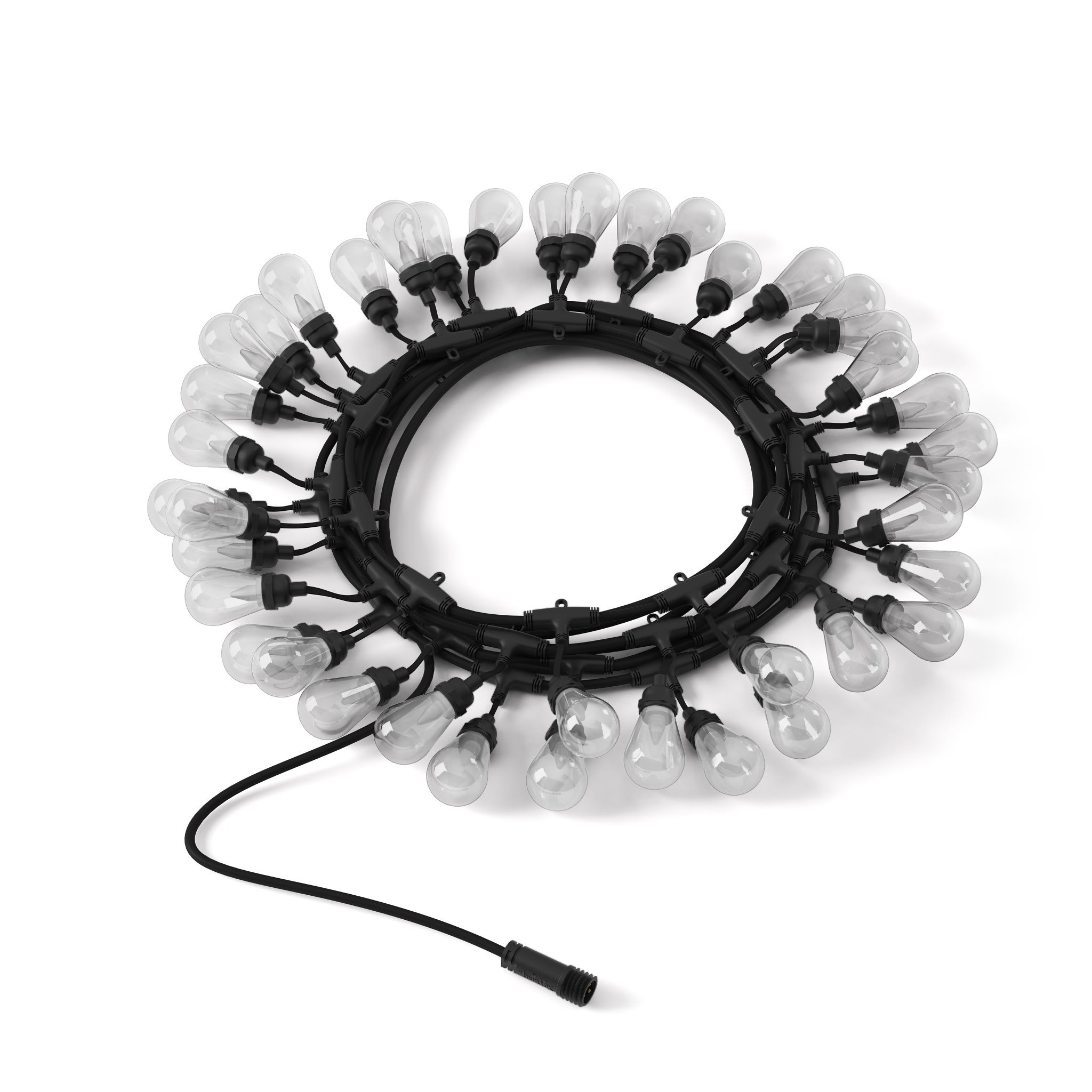 Twinkly - Guirlande guinguette dotee de 40 ampoules LED type S14 RGBW. 20m. Fil noir. IP65