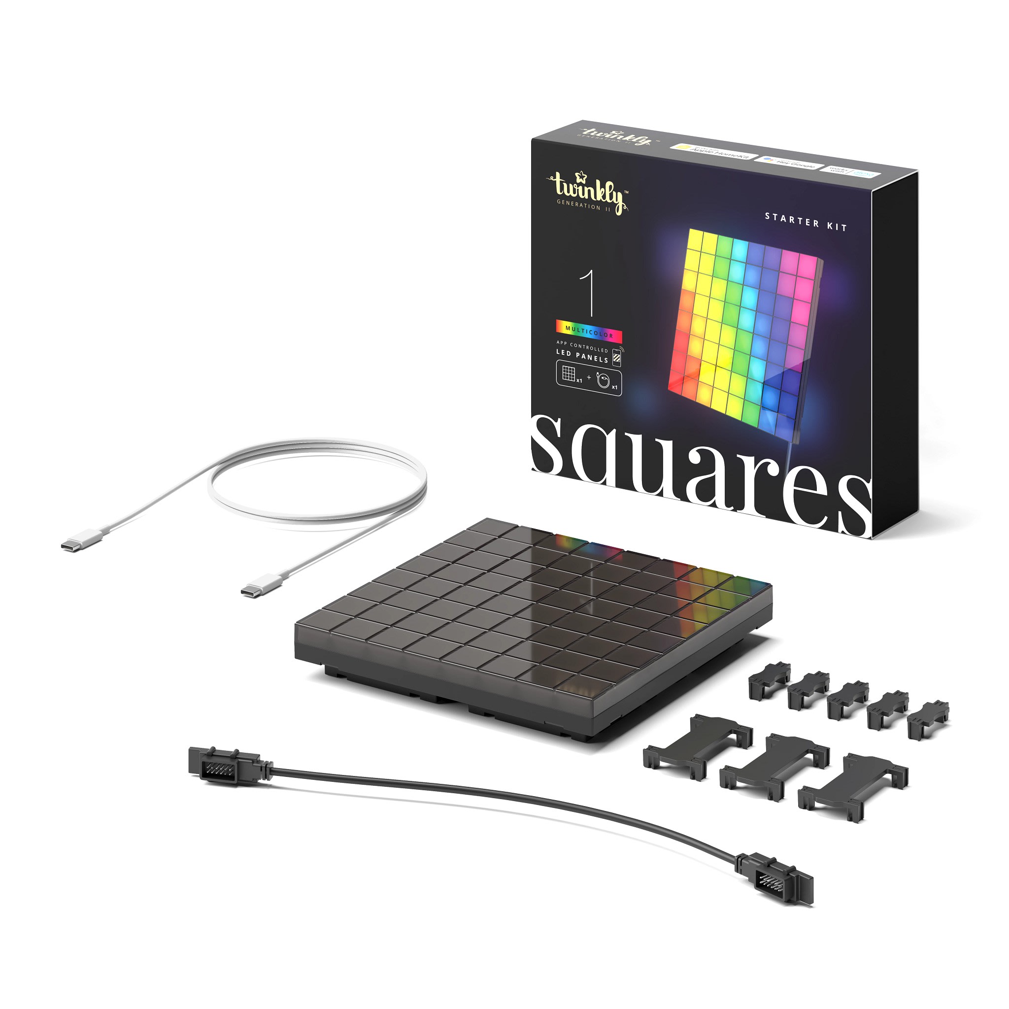 Twinkly - 1 Square Master, 64 RGB Pixels, 16x16 cm, BT+WiFi, USB. Adap. USB-C non fourni