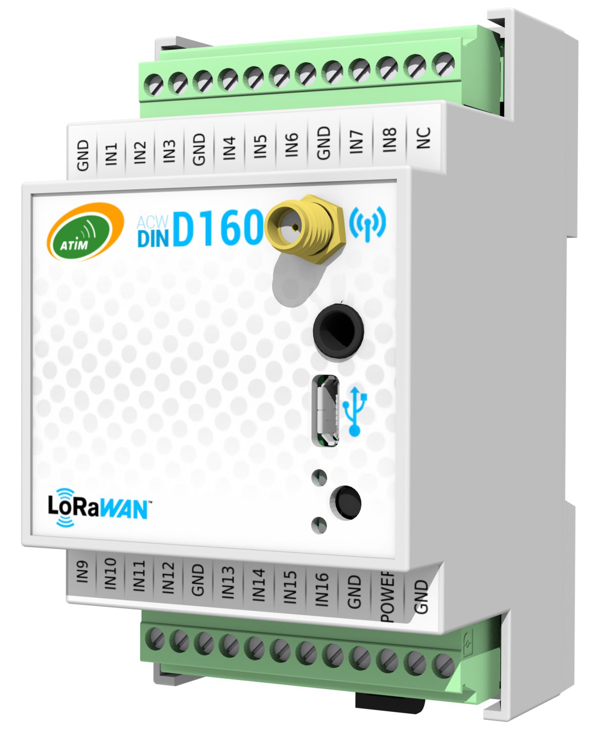 Atim - Transmetteur LoRaWAN - RailDIN -Version 16 entrées numériques