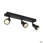 SLV - PURI, plafonnier, noir mat, triple, GU10, max. 3x50W, anneau déco inclus