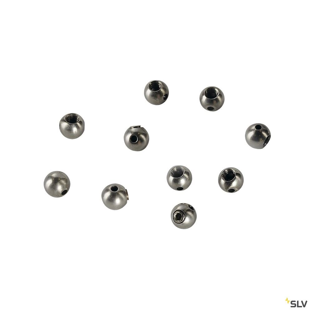 SLV - Embout stoppeur, avec écrou pour filin de suspension, argent, 10 pièces