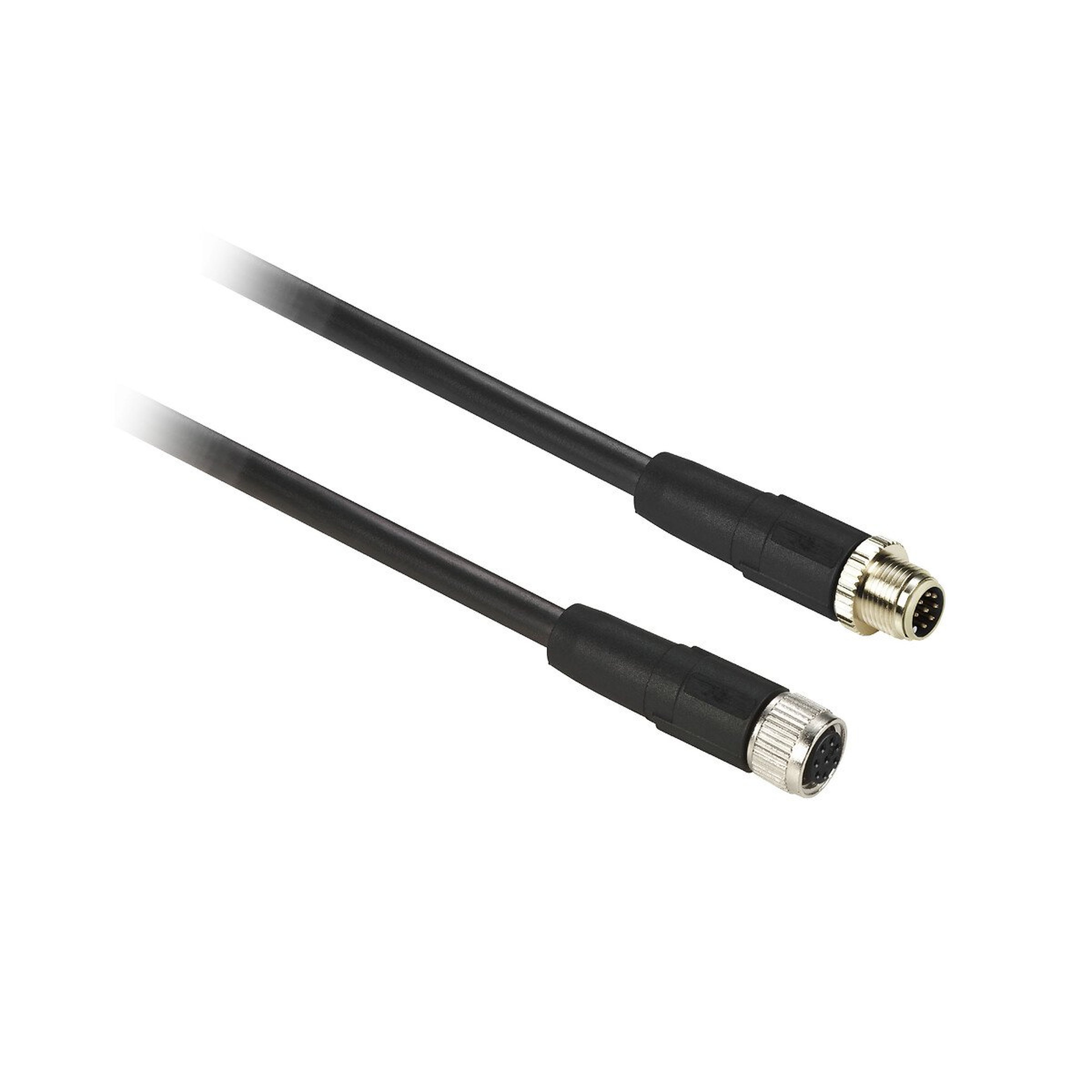 Telemecanique Sensors France - XCSRM - Rallonge droit M12 8 pins Mâle, droit M12 8 pins Femelle, câble PVC 2 m