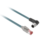 Telemecanique Sensors France - OsiSense XG - prolongateur blindé Ethernet - M12 droit/RJ45 coudé - 10m