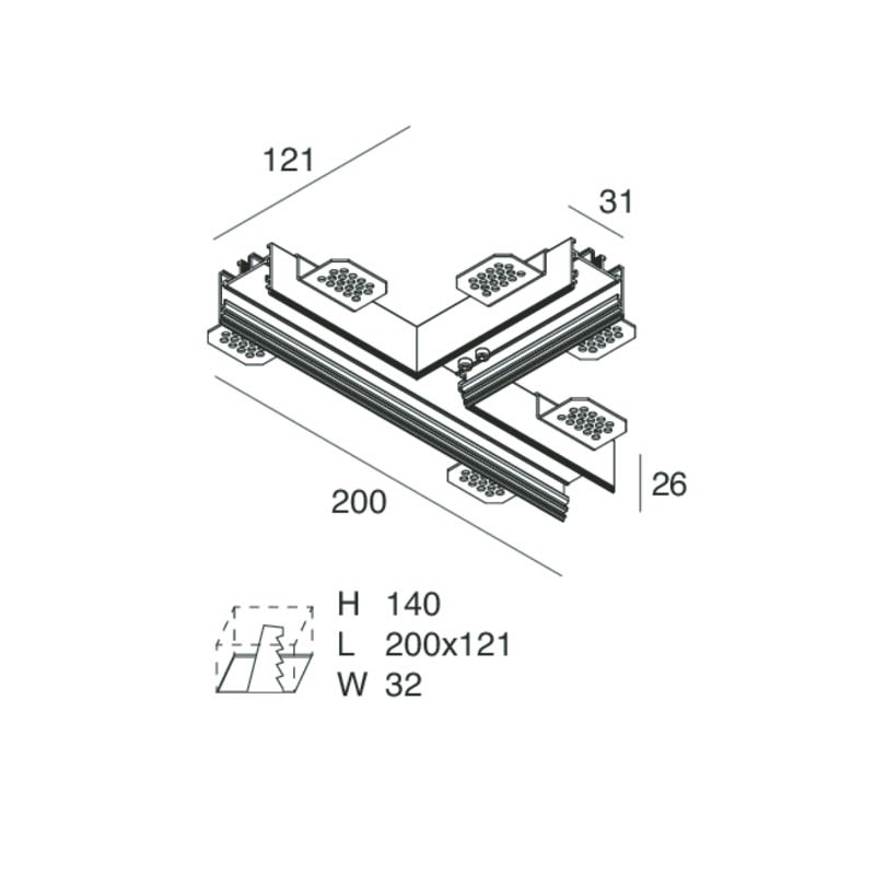 Novalux - P-30 : KIT DE JONCTION EN T POUR ENCASTREMENT BLANC