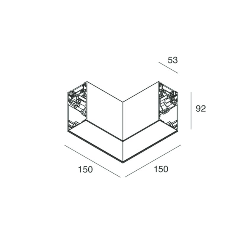 Novalux - HERO B : PROFIL EN L POUR INSTALLATION EN SUSPENSION, PROFIL VIDE CÂBLÉ, 150, AN