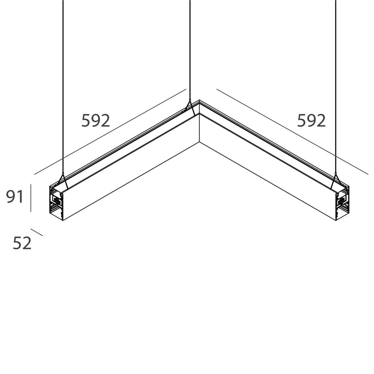 Novalux - LUCKY EVO B : PROFIL LED D'ANGLE DIRECT/INDIRECT 50W L592 3000K PUSH NOIR