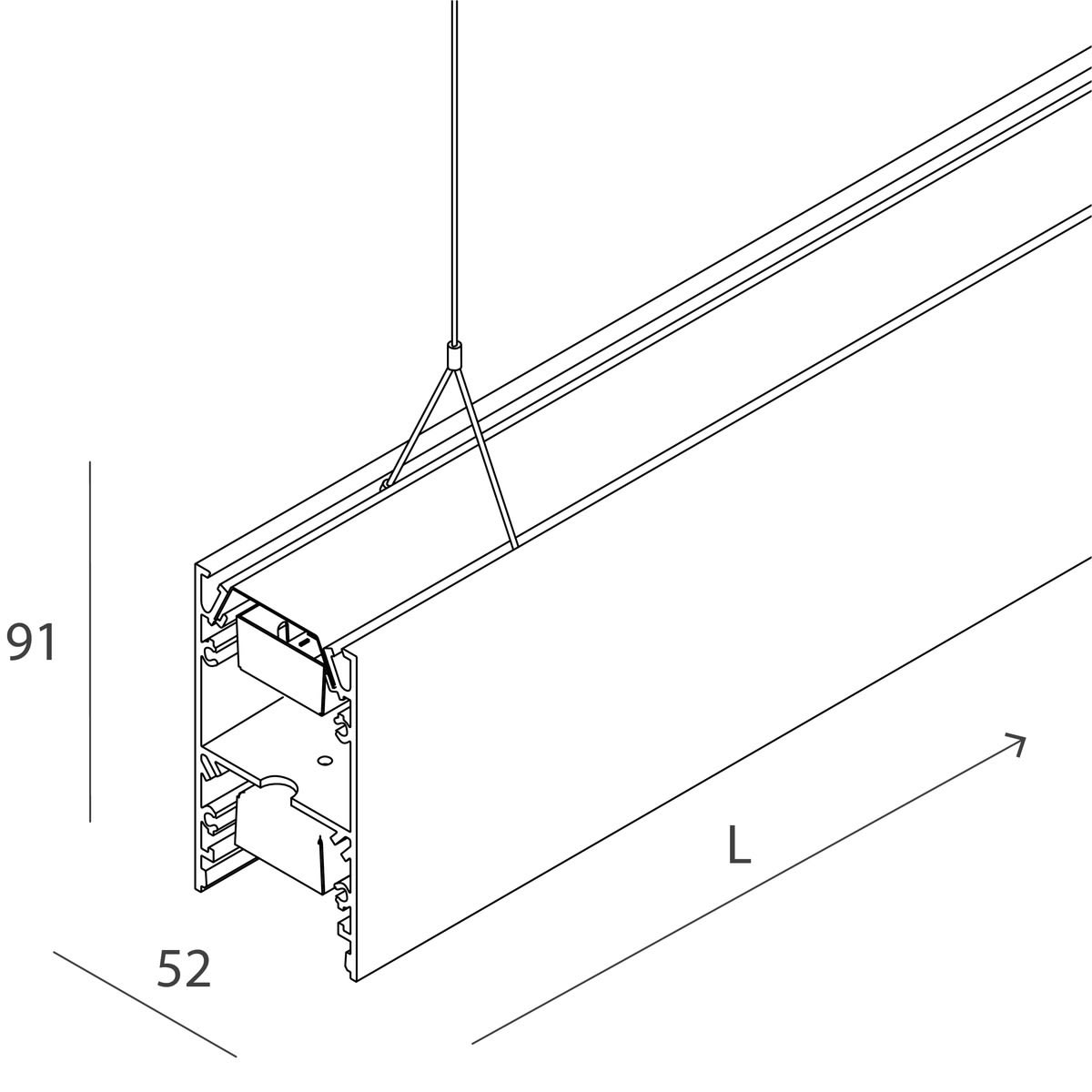 Novalux - LUCKY EVO B : MODULE VIDE CÂBLÉ L=1687 BLANC