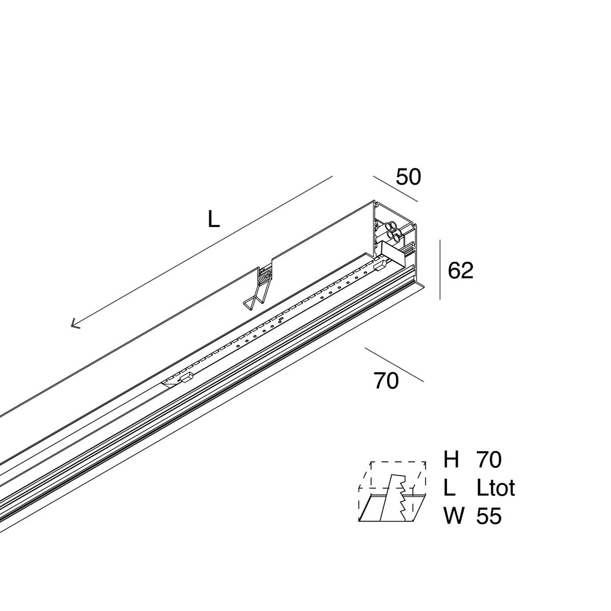 Novalux - LUCKY EVO C : PROFIL LED 38W 3000K L=1687 BLANC
