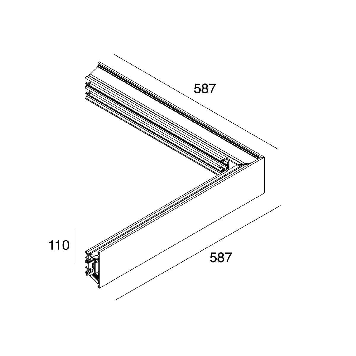Novalux - T : PROFIL LED ANGLE EXTERNE 2X22W 3000K L=587 BLANC