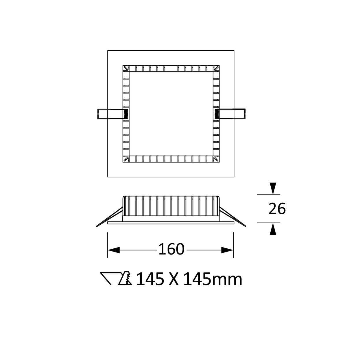 Novalux - SLIM CARRÉ : ENCASTRÉ LED 13W 3000K 220-240V L=160