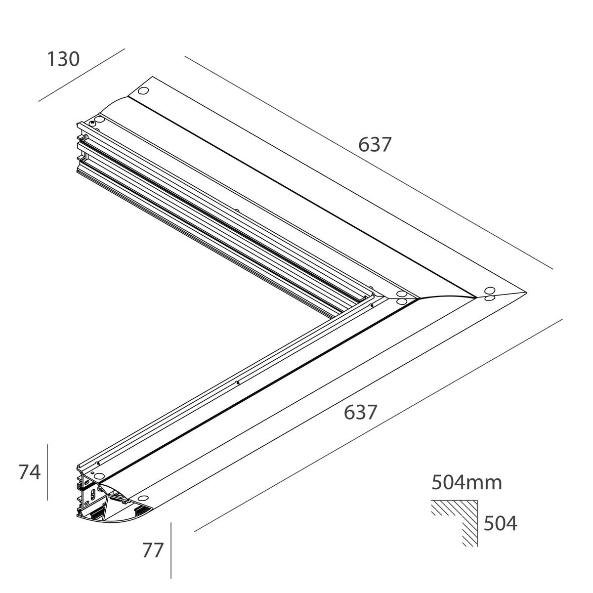 Novalux - VELA : PROFIL LED 41W DALI 3000K BLANC  L=636 ANGLE EXTERNE