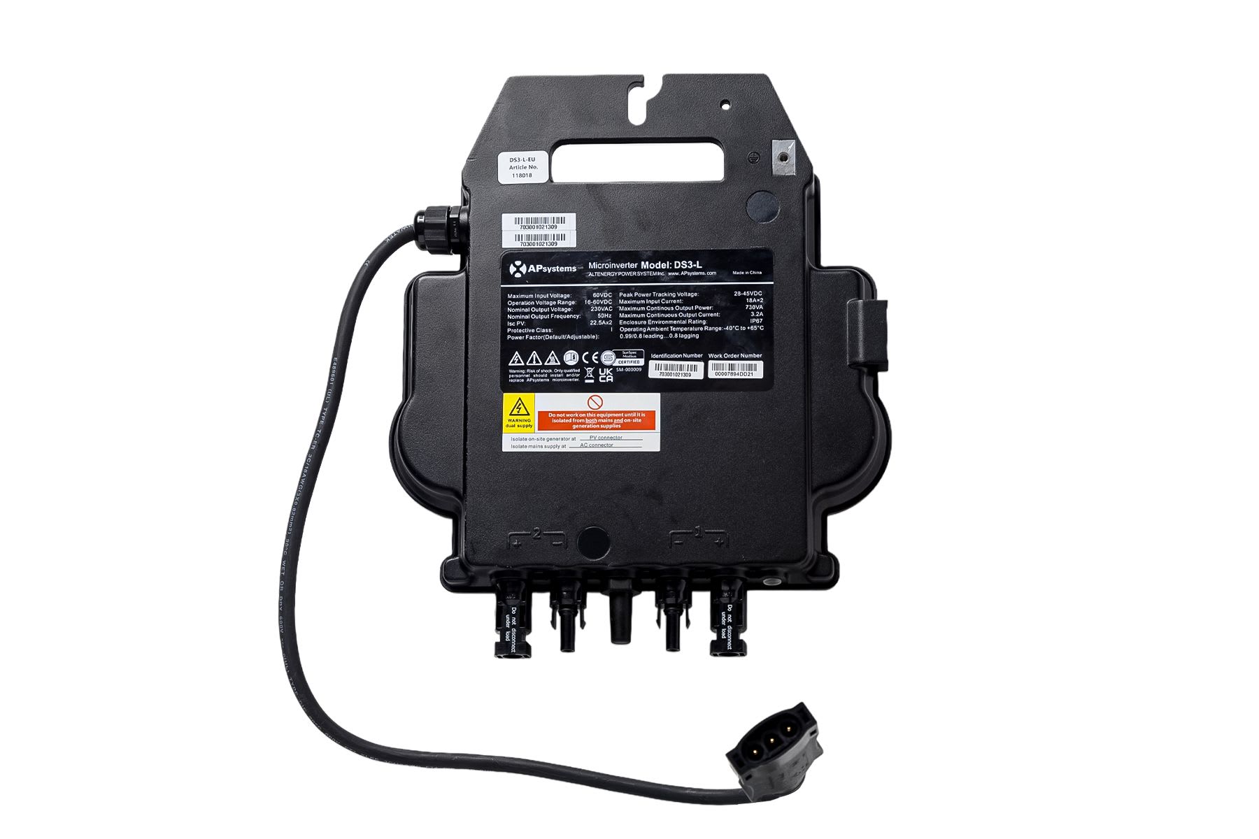 APSystems - APsystems Micro-onduleur DS3-L 730VA avec 2 MPPT monophasé 230V AC-50Hz