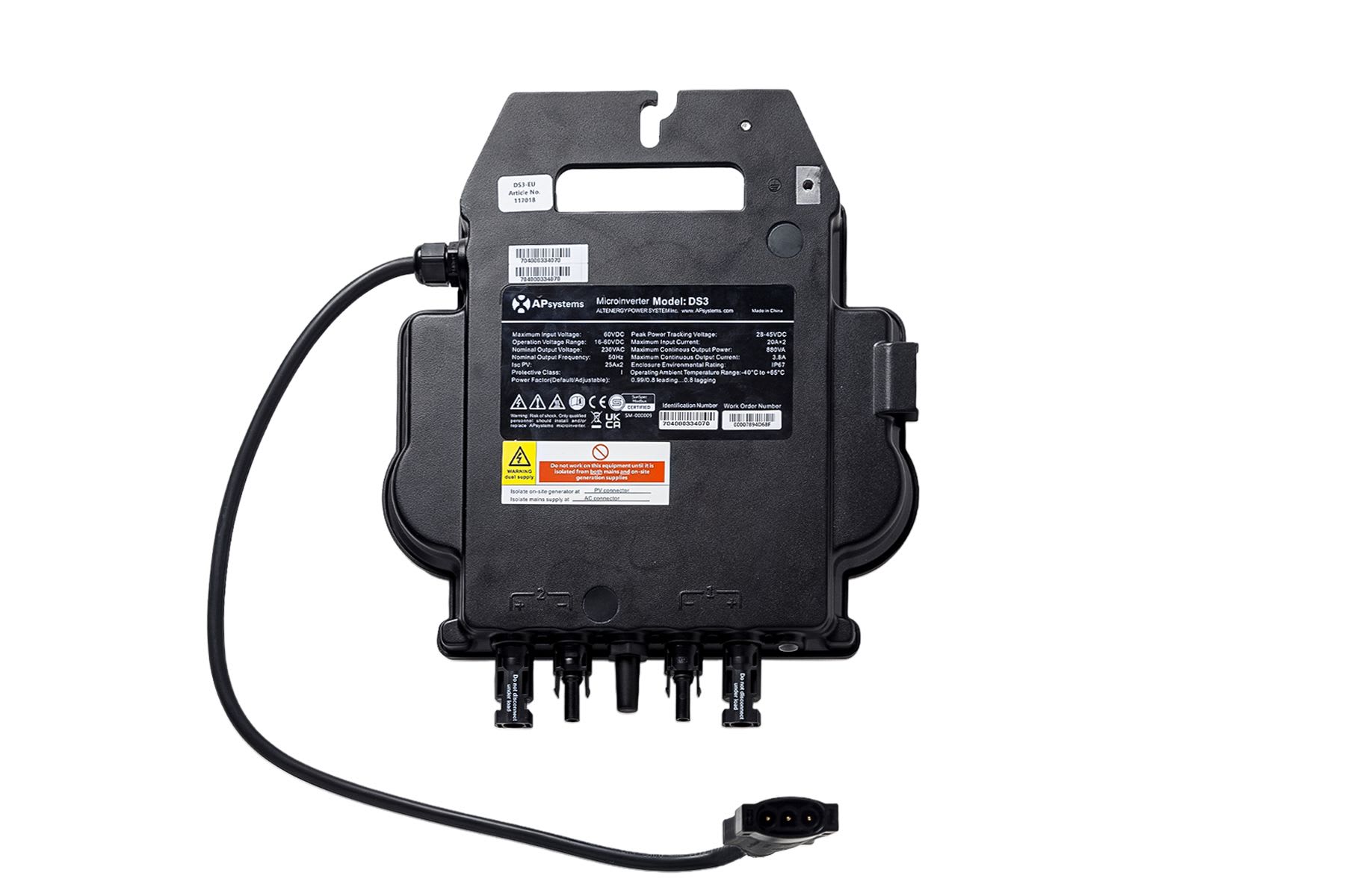 APSystems - APsystems Micro-onduleur DS3 880VA avec 2 MPPT monophasé 230V AC-50Hz