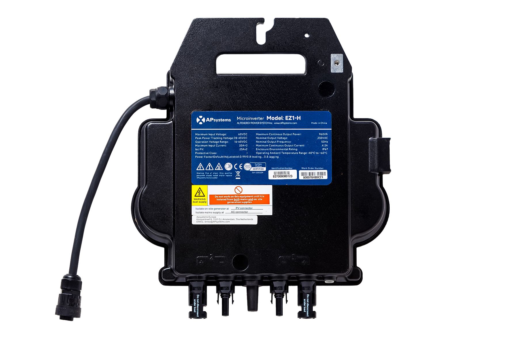 APSystems - APsystems Micro-onduleur EZ1-H 960VA avec 2 MPPT monophasé 230V AC-50Hz