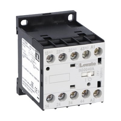 LOVATO ELECTRIC - Minicontacteur auxiliaire, BG0040A, 4P NO, 24V 60Hz