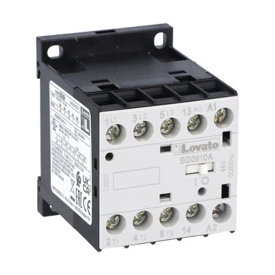 LOVATO ELECTRIC - Minicontacteur, BG0910A, 3P+1NO, 9A AC3, 400V 50/60Hz