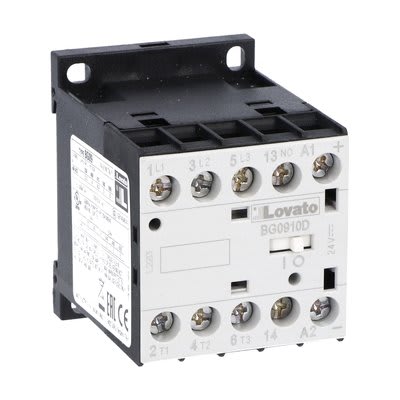 LOVATO ELECTRIC - Minicontacteur, BG0910D, 3P+1NO, 9A AC3, 24VDC