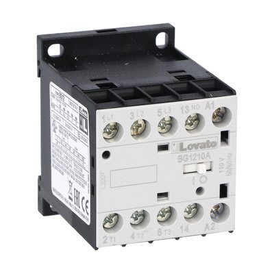 LOVATO ELECTRIC - Minicontacteur, BG1210A, 3P+1NO, 12A AC3, 230V 50/60Hz
