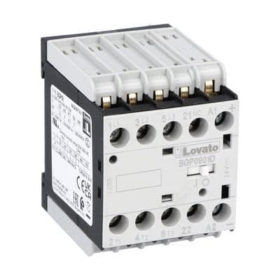 LOVATO ELECTRIC - Minicontacteur, BGP0901D, 3P+1NF, 9A AC3, 12VDC, avec broches à souder