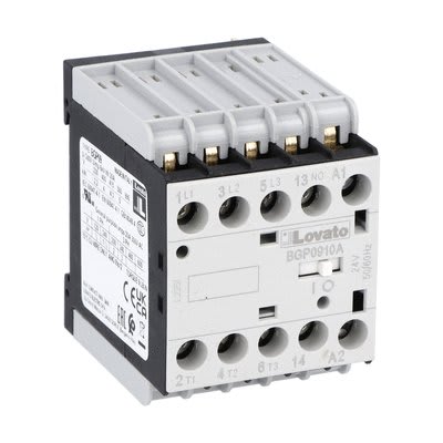 LOVATO ELECTRIC - Minicontacteur, BGP0910A, 3P+1NO, 9A AC3, 230V 60Hz, avec broches à souder
