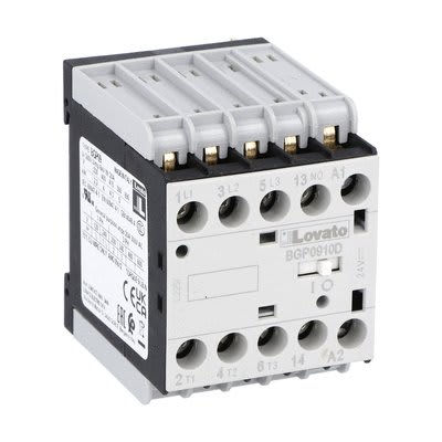 LOVATO ELECTRIC - Minicontacteur, BGP0910D, 3P+1NO, 9A AC3, 24VDC, avec broches à souder