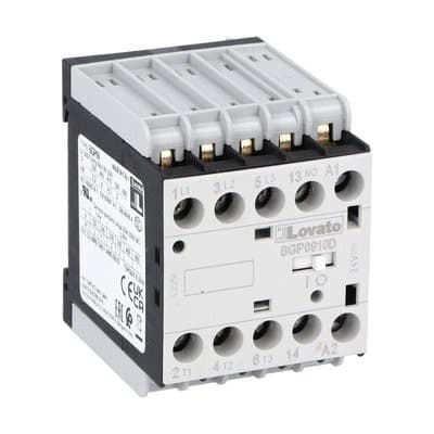 LOVATO ELECTRIC - Minicontacteur, BGP0910D, 3P+1NO, 9A AC3, 12VDC, avec broches à souder