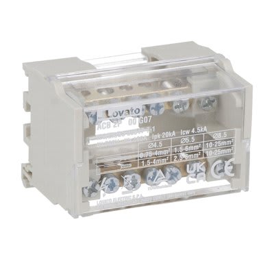 LOVATO ELECTRIC - Bloc répartiteur 2P, 100A, 7 bornes, max. 25mm2