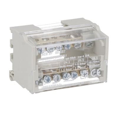 LOVATO ELECTRIC - Bloc répartiteur 2P, 100A, 7 bornes, max. 25mm2