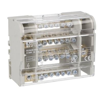 LOVATO ELECTRIC - Bloc répartiteur 4P, 125A, 7 bornes, max. 35mm2
