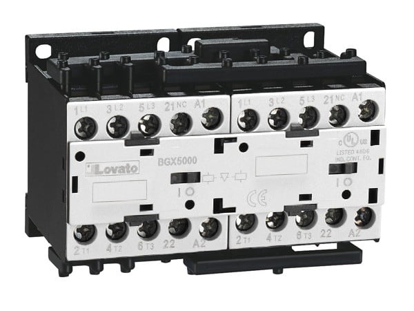 LOVATO ELECTRIC - Contacteurs-inverseurs de phase 48VDC 5.7kW 12A AC3 avec condamnation extèrieure