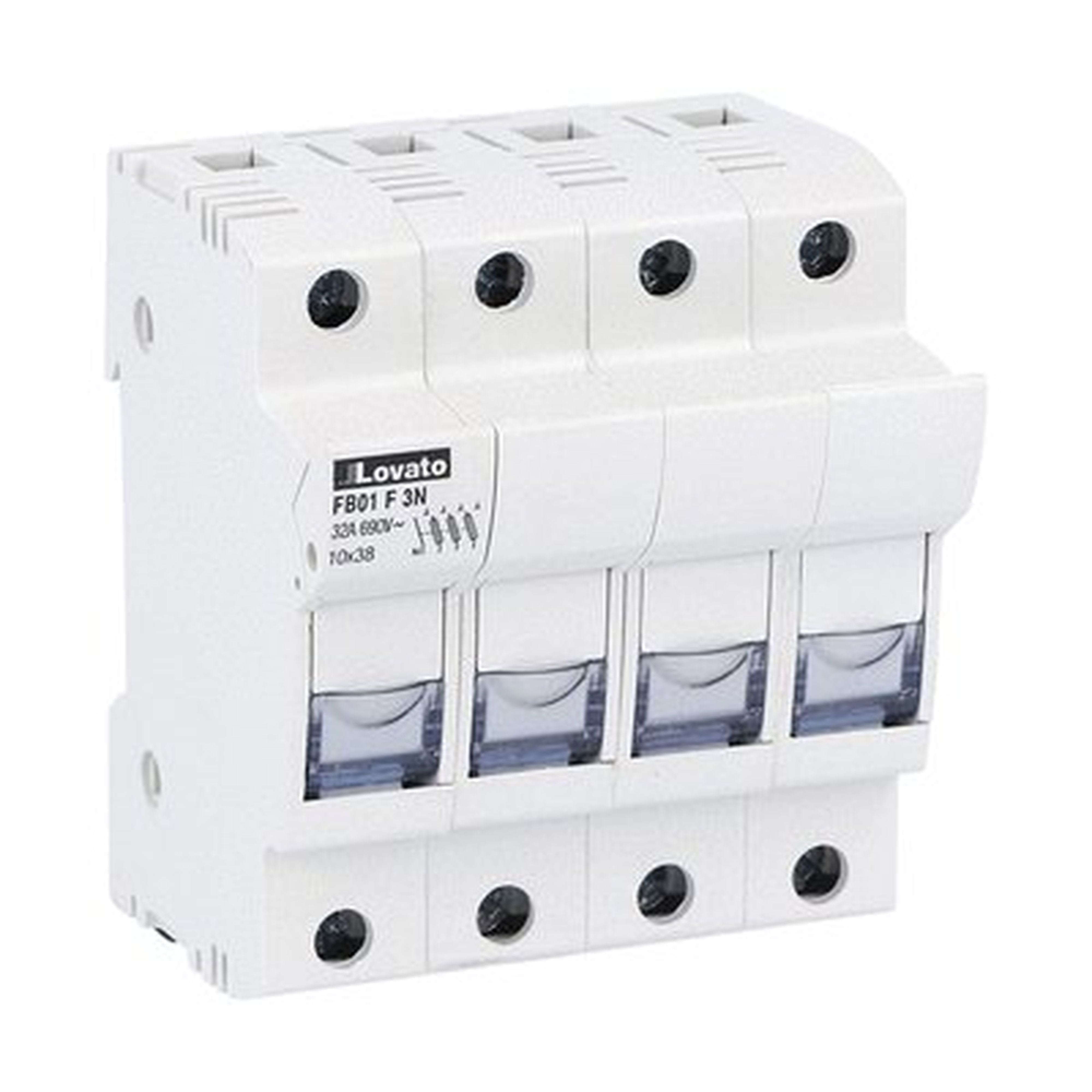 LOVATO ELECTRIC - Porte-fusib. certf. cURus, x fusib. 10x38 3P+N In32A 690VAC sans indicat lum.