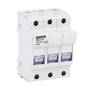 LOVATO ELECTRIC - Porte-fusibles certf. cURus, x fusibles 10x38 3P In32A 690VAC sans indicat lum.