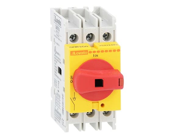 LOVATO ELECTRIC - Interrupteurs-sectionneurs 3P commande directe AC21A 16A Jaune/Rouge