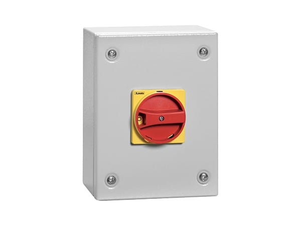 LOVATO ELECTRIC - Interrupteurs-sectionneurs 4P 32A en coffret Metallique avec poignée JAUNE/ROUGE