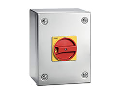 LOVATO ELECTRIC - Interrupteurs-sectionneurs 3P 40A en coffret INOX avec poignée JAUNE/ROUGE