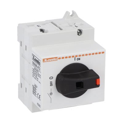 LOVATO ELECTRIC - Interrupteur-sectionneur, à comm, dir. + poign. noire, 25A 800VDC-16A 1000VDC