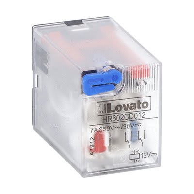 LOVATO ELECTRIC - Relais industriels avec indicateur à LED sans embase, 2 inverseurs 12VDC 7A