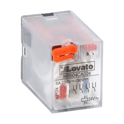 LOVATO ELECTRIC - Relais industriels avec indicateur à LED sans embase, 4 inverseurs 24VAC 5A