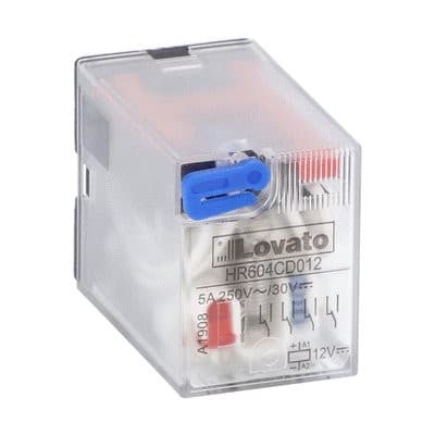 LOVATO ELECTRIC - Relais industriels avec indicateur à LED sans embase, 4 inverseurs 12VDC 5A