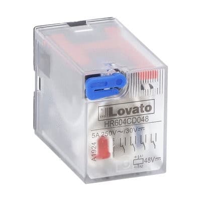 LOVATO ELECTRIC - Relais industriels avec indicateur à LED sans embase, 4 inverseurs 48VDC 5A