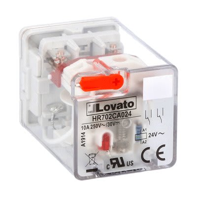 LOVATO ELECTRIC - Rel. industriels 8 pôles avec indicat à LED sans embase, 24VAC 10A, 2 inver.