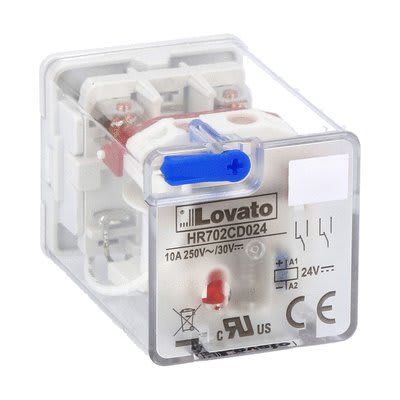 LOVATO ELECTRIC - Rel. industriels 8 pôles avec indicat à LED sans embase, 24VDC 10A, 2 inver.