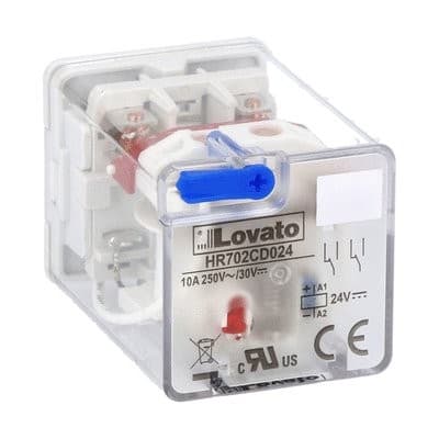 LOVATO ELECTRIC - Rel. industriels 8 pôles avec indicat à LED sans embase, 24VDC 10A, 2 inver.
